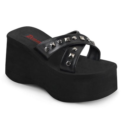 Demonia Cult Value | "Funn-29" Sandals - Black Vegan Leather
