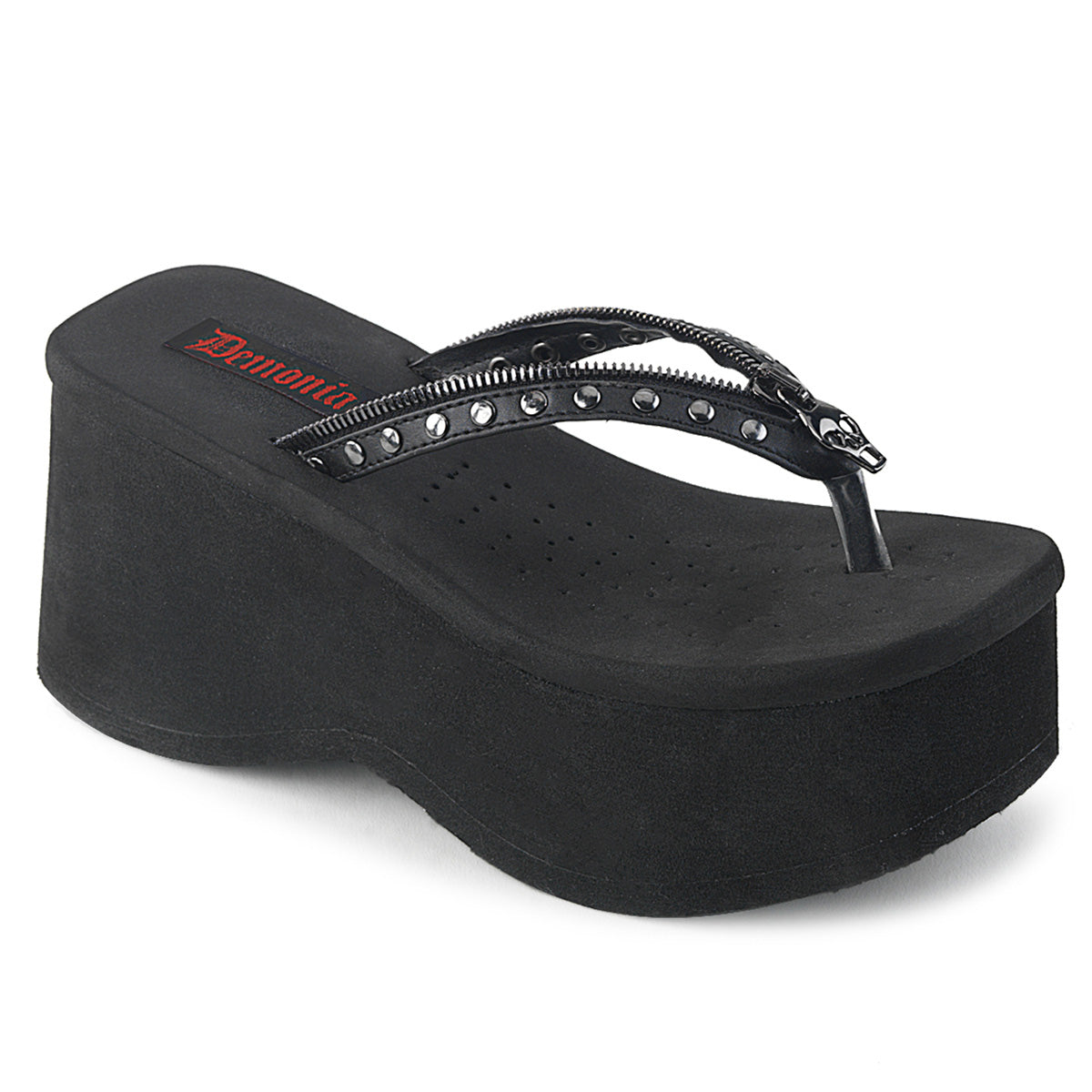 Demonia Cult Great Value | "Funn-33" Sandals - Black Vegan Leather
