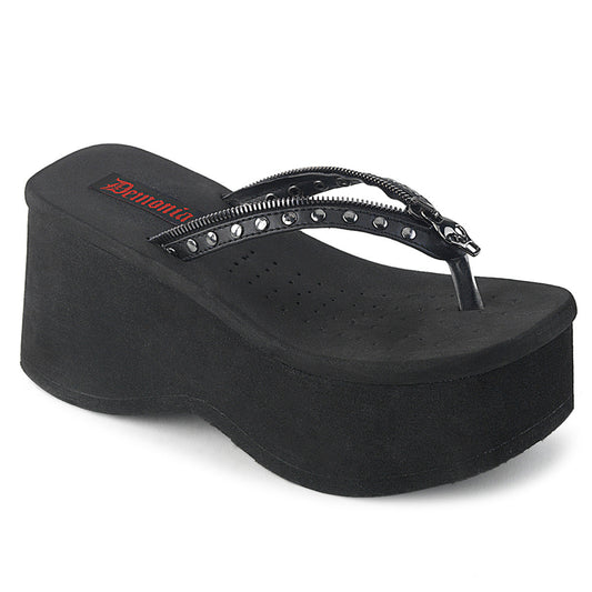 Demonia Cult Great Value | "Funn-33" Sandals - Black Vegan Leather
