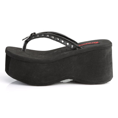 Demonia Cult Great Value | "Funn-33" Sandals - Black Vegan Leather