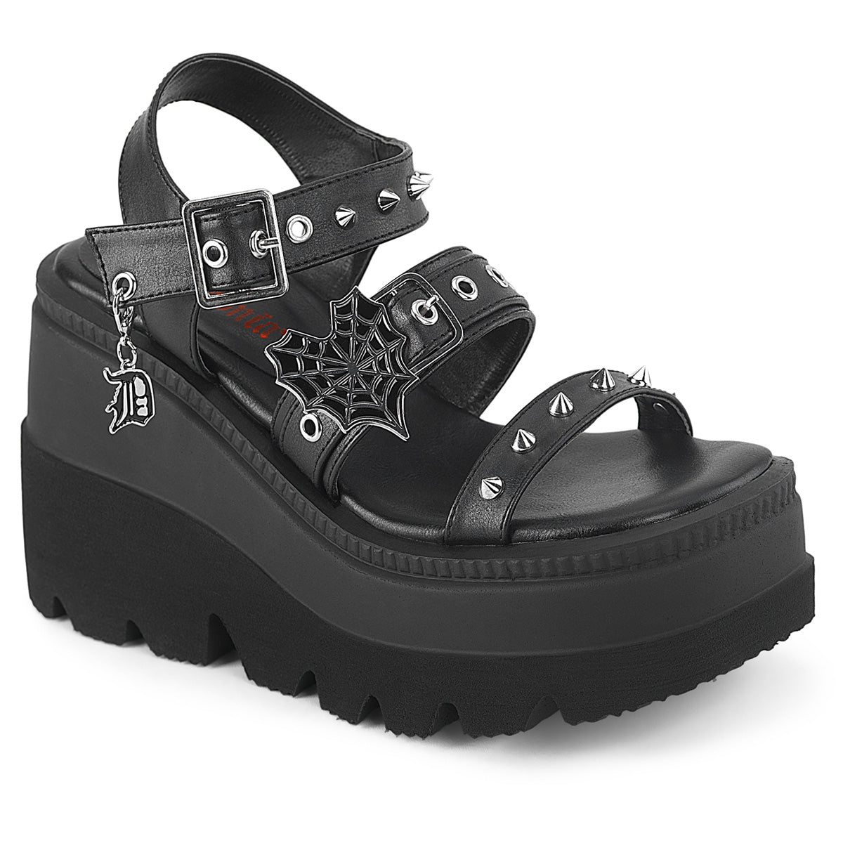 Demonia Cult Signature | "Shaker-13" Sandals - Black Vegan Leather