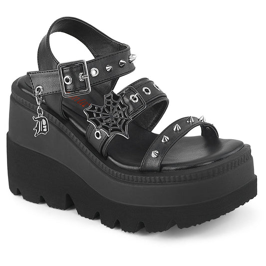 Demonia Cult Signature | "Shaker-13" Sandals - Black Vegan Leather