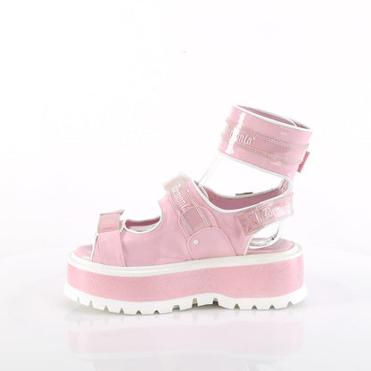 Demonia Cult Classic | "Slacker-15B" Sandals - Baby Pink Holo Patent