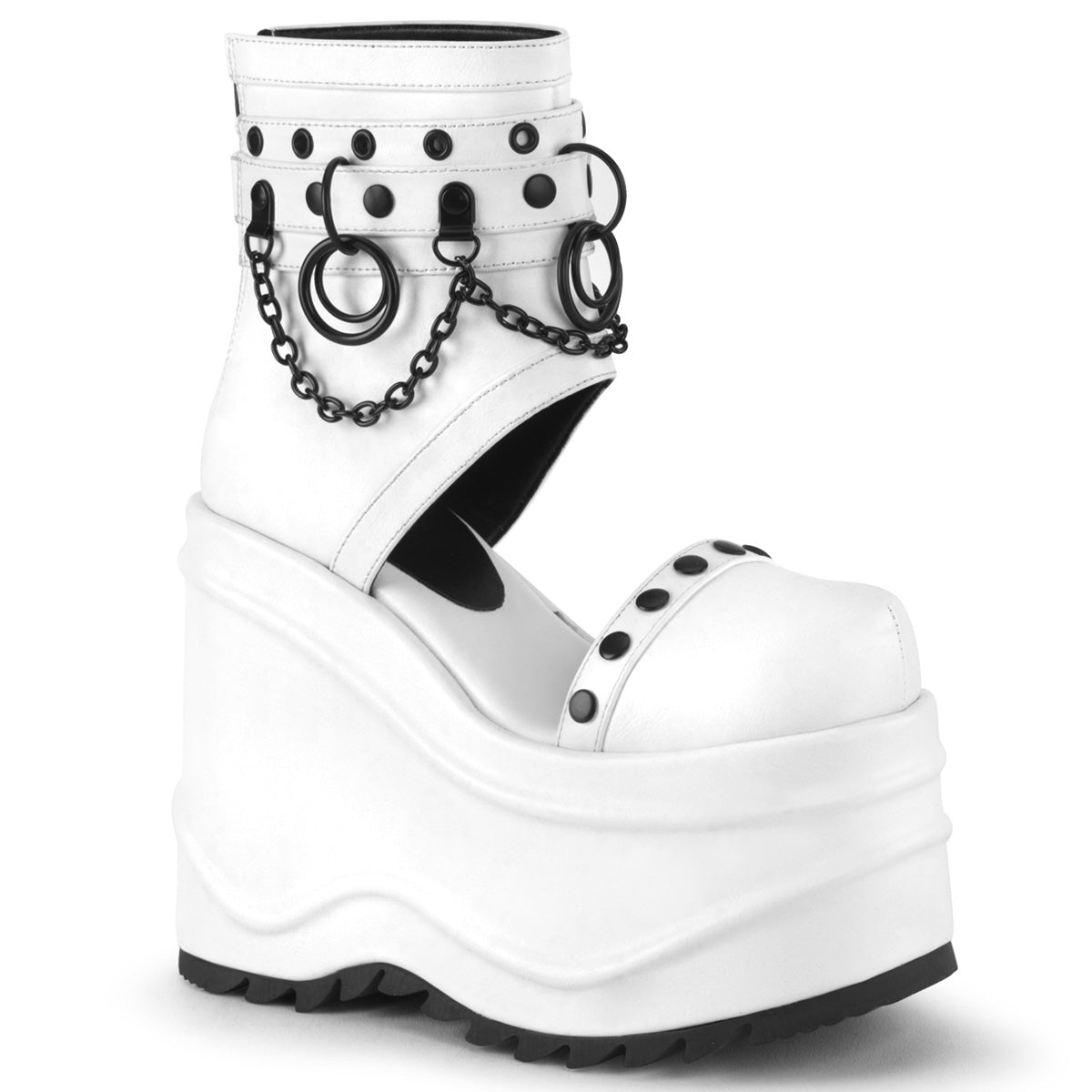 Demonia Cult Essential | "Wave-22" Sandals - White Vegan Leather