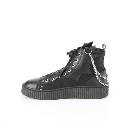 Demonia Cult Exclusive | "Sneeker-230" Sneakers - Black Canvas-Vegan Leather