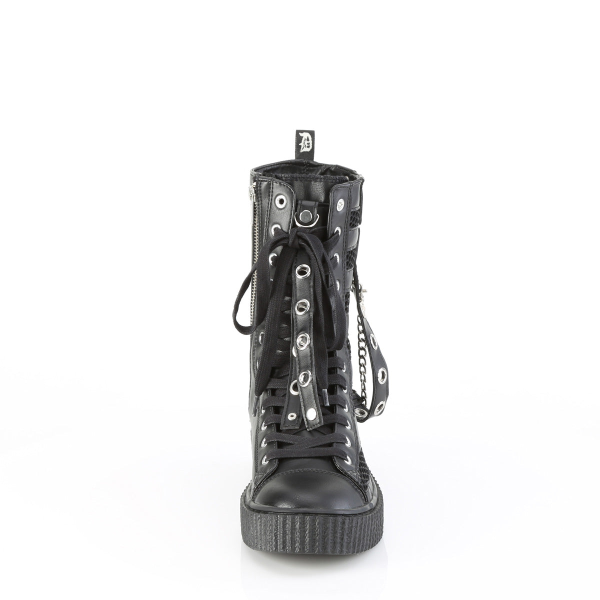 Demonia Cult Classic | "Sneeker-325" Sneakers - Black Vegan Leather-Fishnet