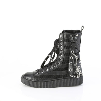 Demonia Cult Classic | "Sneeker-325" Sneakers - Black Vegan Leather-Fishnet