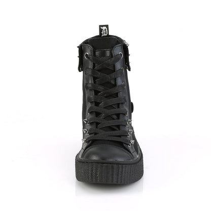 Demonia Cult Latest | "Sneeker-266" Sneakers - Black Canvas-Vegan Leather
