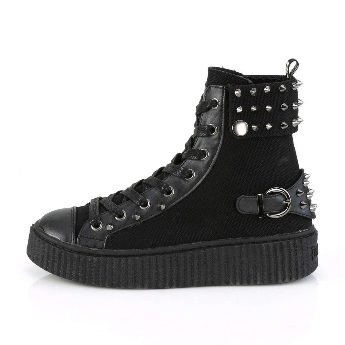 Demonia Cult Latest | "Sneeker-266" Sneakers - Black Canvas-Vegan Leather