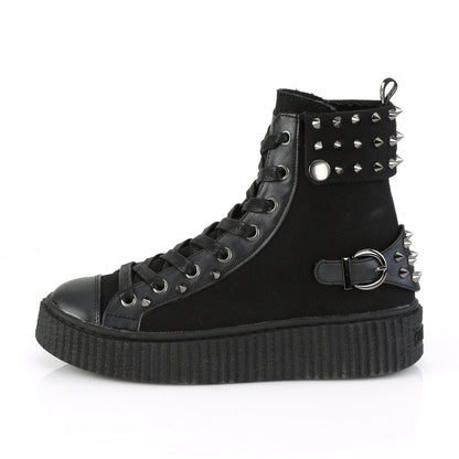 Demonia Cult Latest | "Sneeker-266" Sneakers - Black Canvas-Vegan Leather