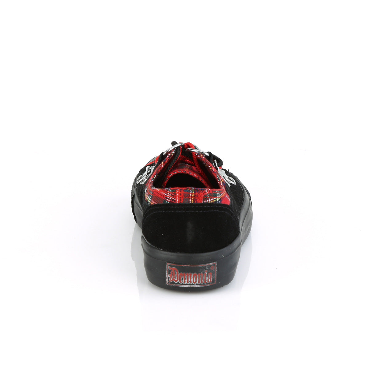 Demonia Cult Quality | "Deviant-05" Sneakers - Black Suede-Red Plaid
