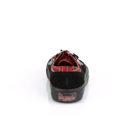 Demonia Cult Quality | "Deviant-05" Sneakers - Black Suede-Red Plaid