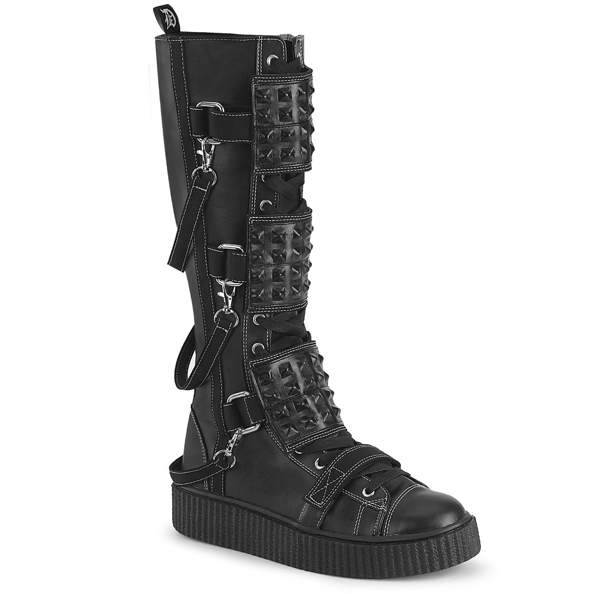 Demonia Cult Exclusive | "Sneeker-410" Sneakers - Black Vegan Leather-Canvas