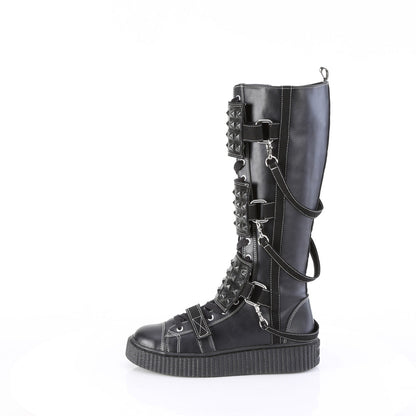 Demonia Cult Exclusive | "Sneeker-410" Sneakers - Black Vegan Leather-Canvas