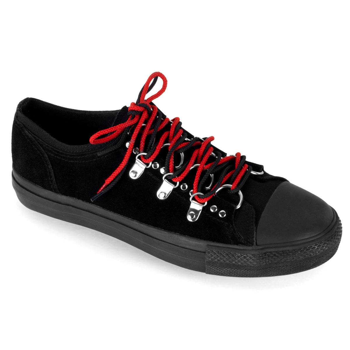 Demonia Cult Signature | "Deviant-05" Sneakers - Black Canvas-Suede