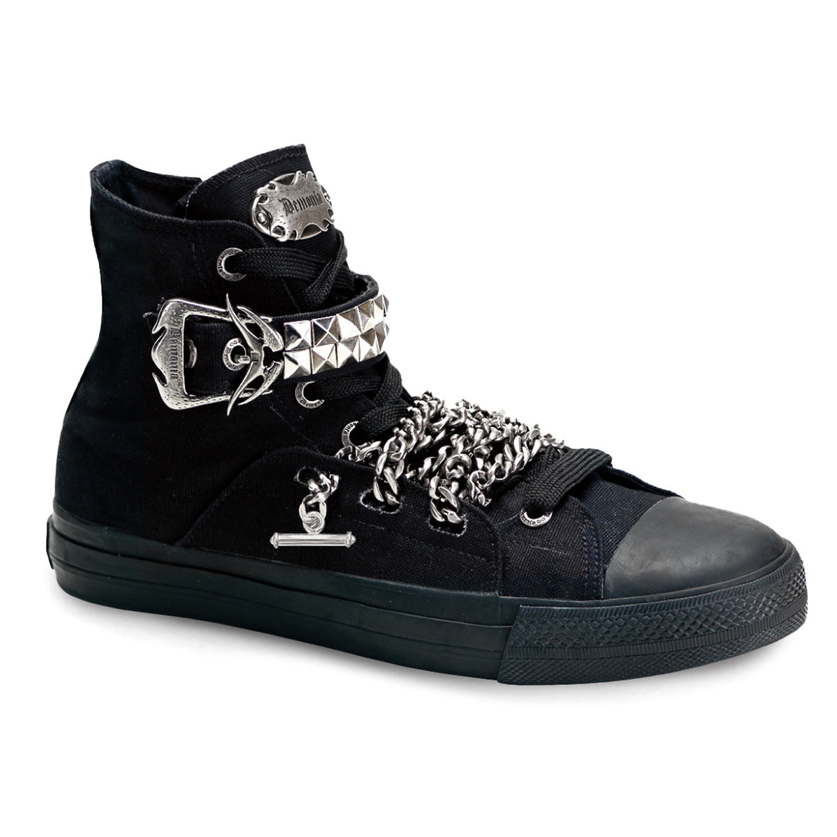 Demonia Cult Classic | "Deviant-110" Sneakers - Black Canvas