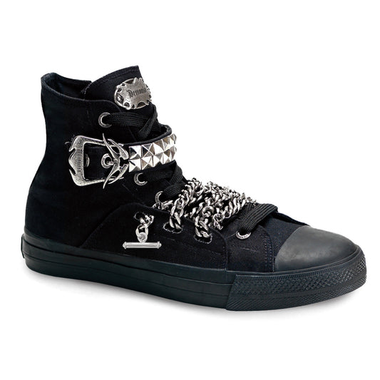 Demonia Cult Classic | "Deviant-110" Sneakers - Black Canvas