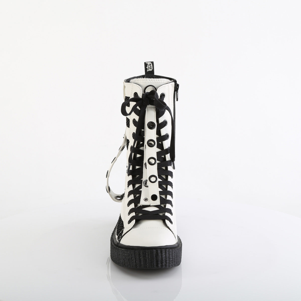 Demonia Cult Value | "Sneeker-325" Sneakers - White Vegan Leather-Fishnet