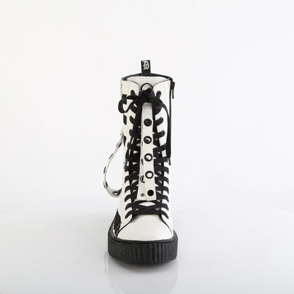 Demonia Cult Value | "Sneeker-325" Sneakers - White Vegan Leather-Fishnet