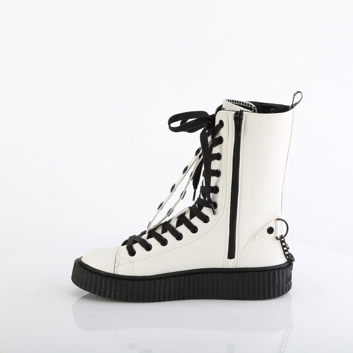 Demonia Cult Value | "Sneeker-325" Sneakers - White Vegan Leather-Fishnet