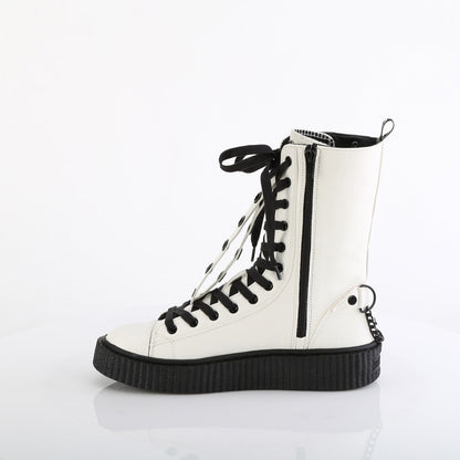 Demonia Cult Value | "Sneeker-325" Sneakers - White Vegan Leather-Fishnet