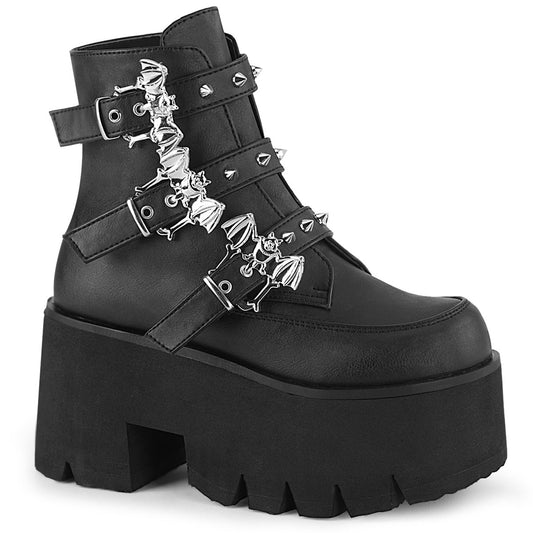 Demonia Cult Exclusive | "Ashes-55" Boots - Black Vegan Leather
