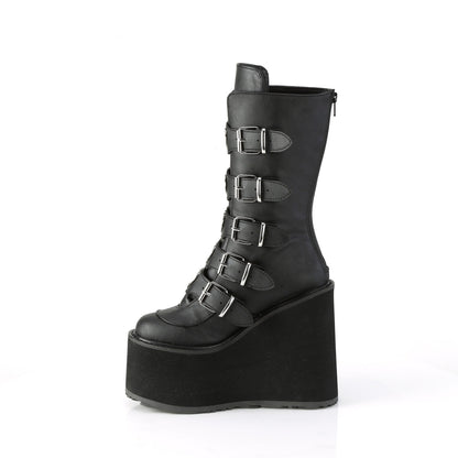 Demonia Cult Signature | "Swing-230" Boots - Black Vegan Leather