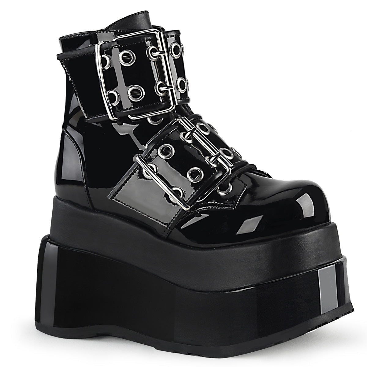 Demonia Cult Essential | "Bear-104" Boots - Black Patent-Vegan Leather