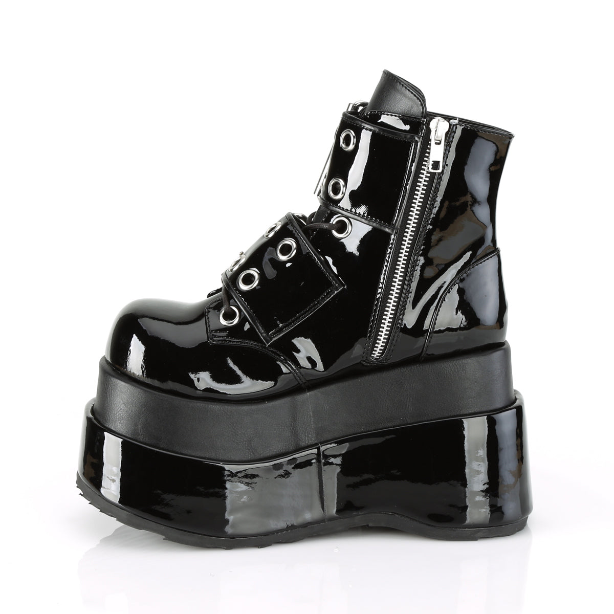 Demonia Cult Essential | "Bear-104" Boots - Black Patent-Vegan Leather