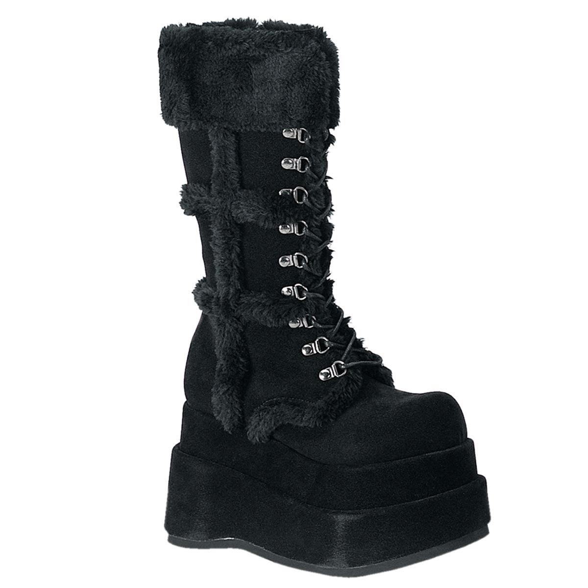 Demonia Cult Everyday | "Bear-202" Boots - Black Vegan Suede