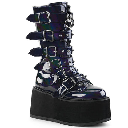 Demonia Cult Quality | "Damned-225" Boots - Black Hologram Vegan Leather