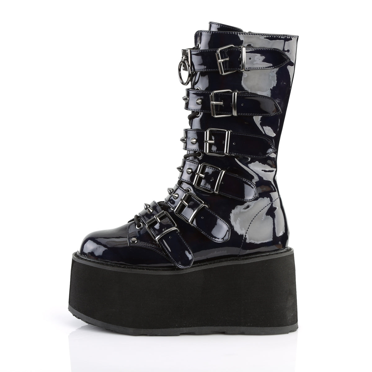 Demonia Cult Quality | "Damned-225" Boots - Black Hologram Vegan Leather