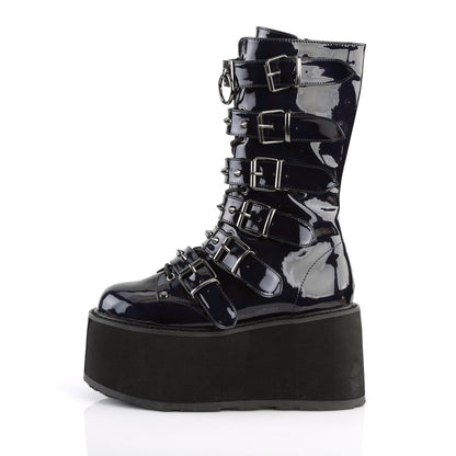 Demonia Cult Quality | "Damned-225" Boots - Black Hologram Vegan Leather