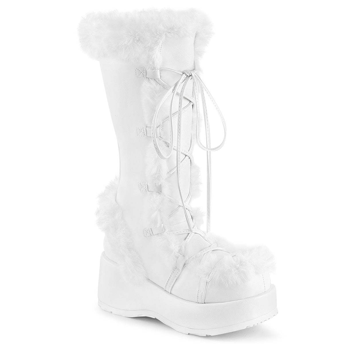 Demonia Cult Classic | "Cubby-311" Boots - White Vegan Leather