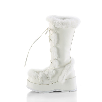 Demonia Cult Classic | "Cubby-311" Boots - White Vegan Leather