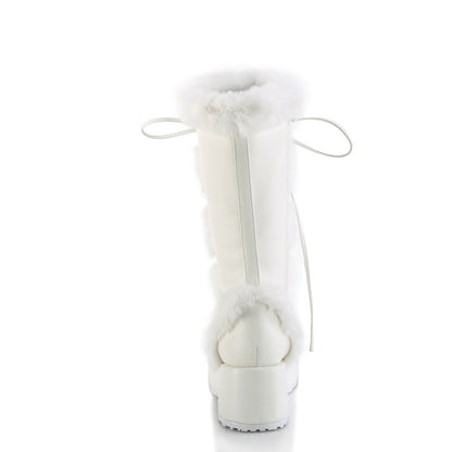 Demonia Cult Classic | "Cubby-311" Boots - White Vegan Leather