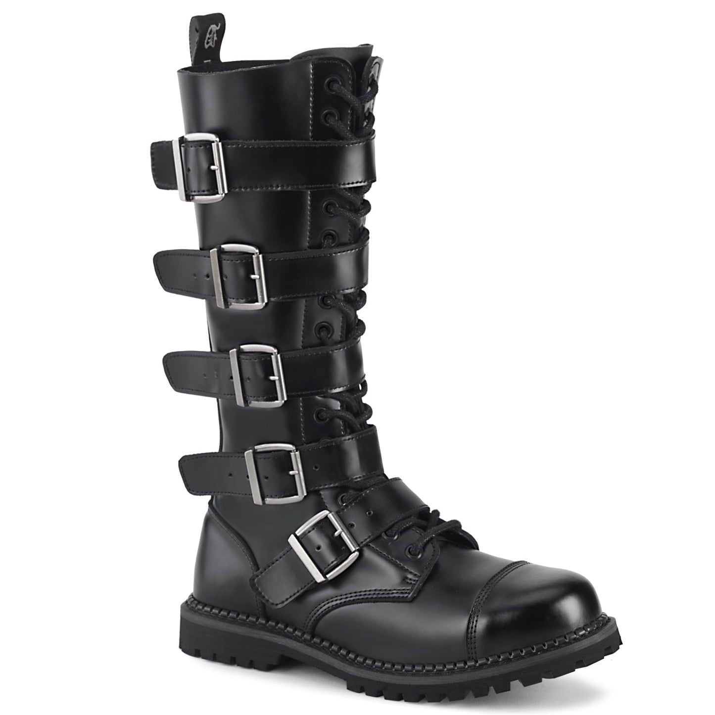 Demonia Cult Quality | "Riot-18BK" Boots - Black Leather