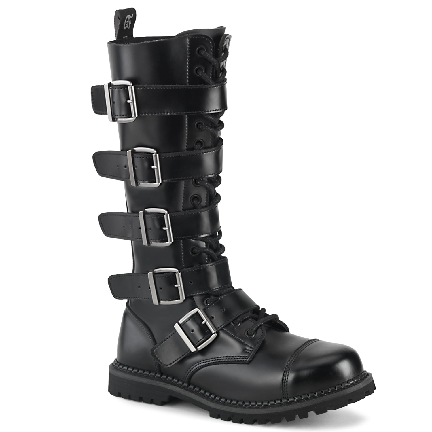 Demonia Cult Quality | "Riot-18BK" Boots - Black Leather
