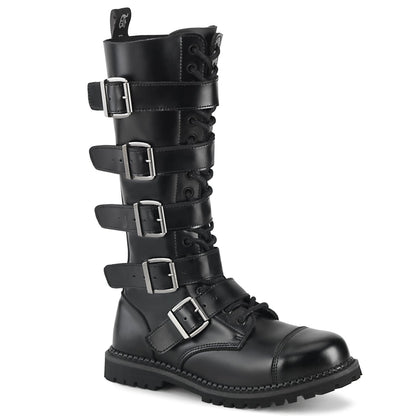 Demonia Cult Quality | "Riot-18BK" Boots - Black Leather