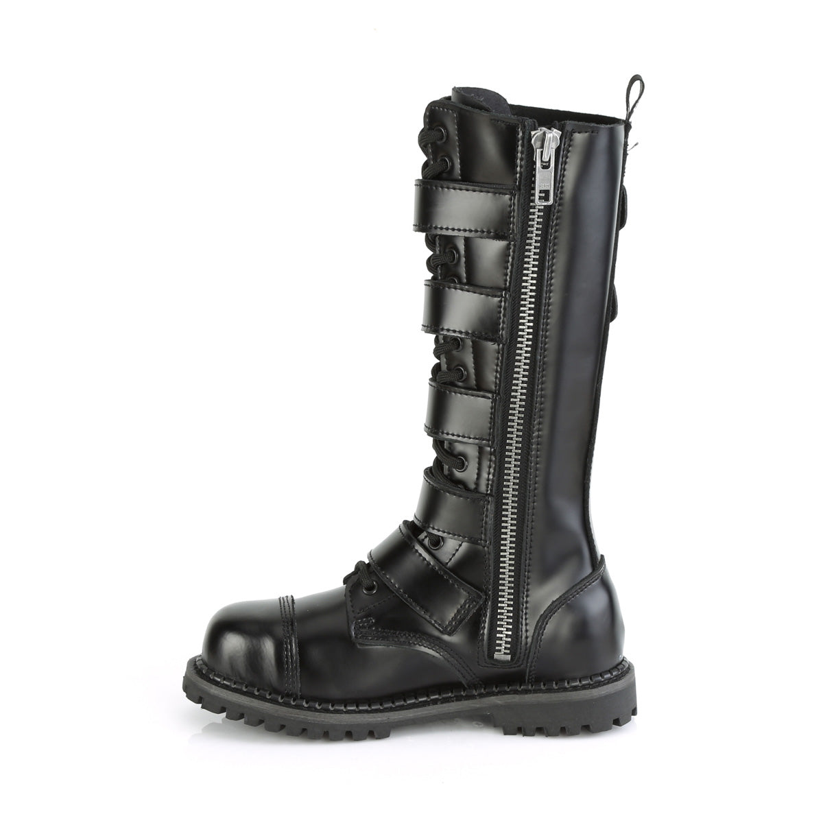 Demonia Cult Quality | "Riot-18BK" Boots - Black Leather