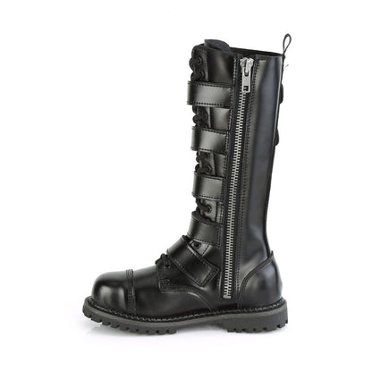 Demonia Cult Quality | "Riot-18BK" Boots - Black Leather