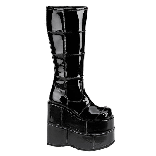 Demonia Cult Signature | "Stack-301" Boots - Black Patent