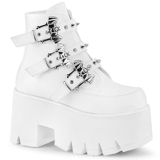 Demonia Cult Quality | "Ashes-55" Boots - White Vegan Leather