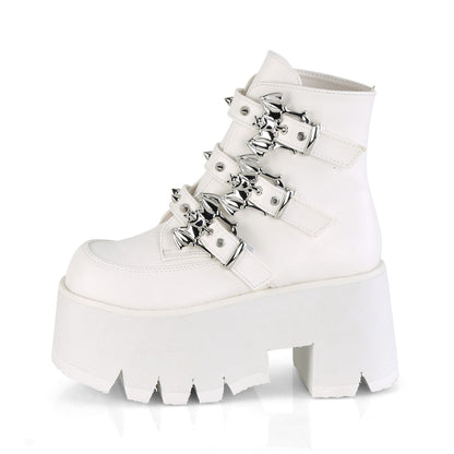 Demonia Cult Quality | "Ashes-55" Boots - White Vegan Leather