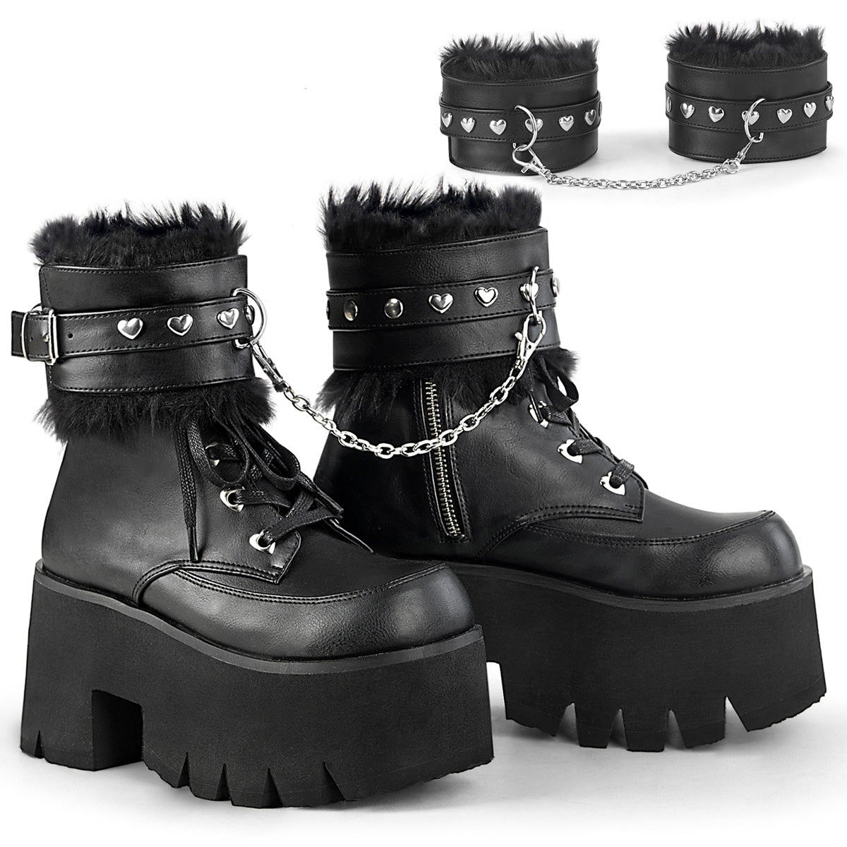Demonia Cult Exclusive | "Ashes-57" Boots - Black Vegan Leather