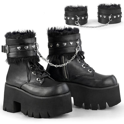 Demonia Cult Exclusive | "Ashes-57" Boots - Black Vegan Leather