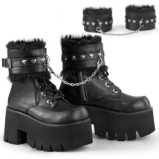 Demonia Cult Exclusive | "Ashes-57" Boots - Black Vegan Leather