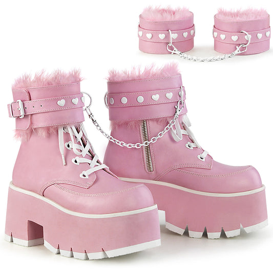 Demonia Cult Signature | "Ashes-57" Boots - Baby Pink Vegan Leather
