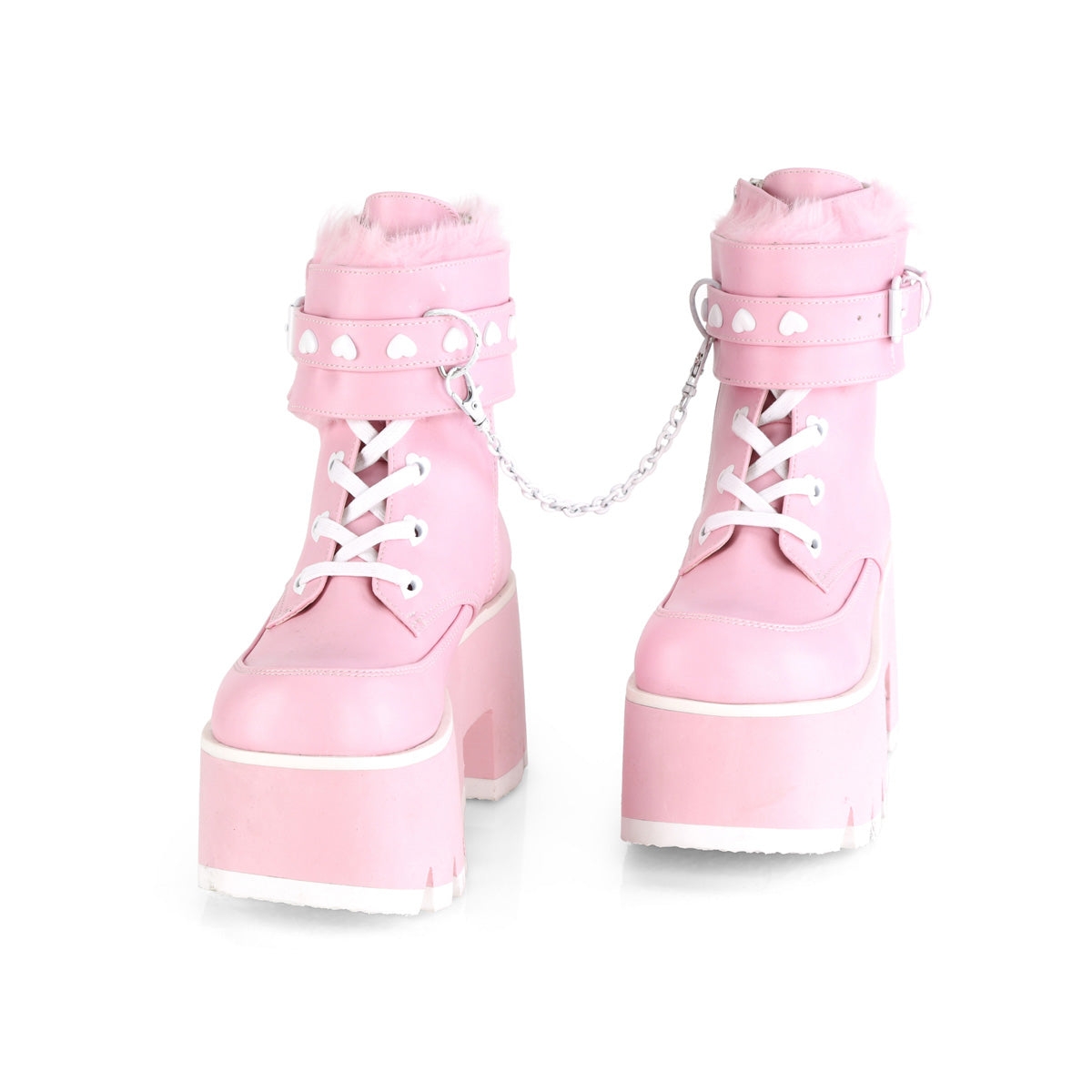 Demonia Cult Signature | "Ashes-57" Boots - Baby Pink Vegan Leather