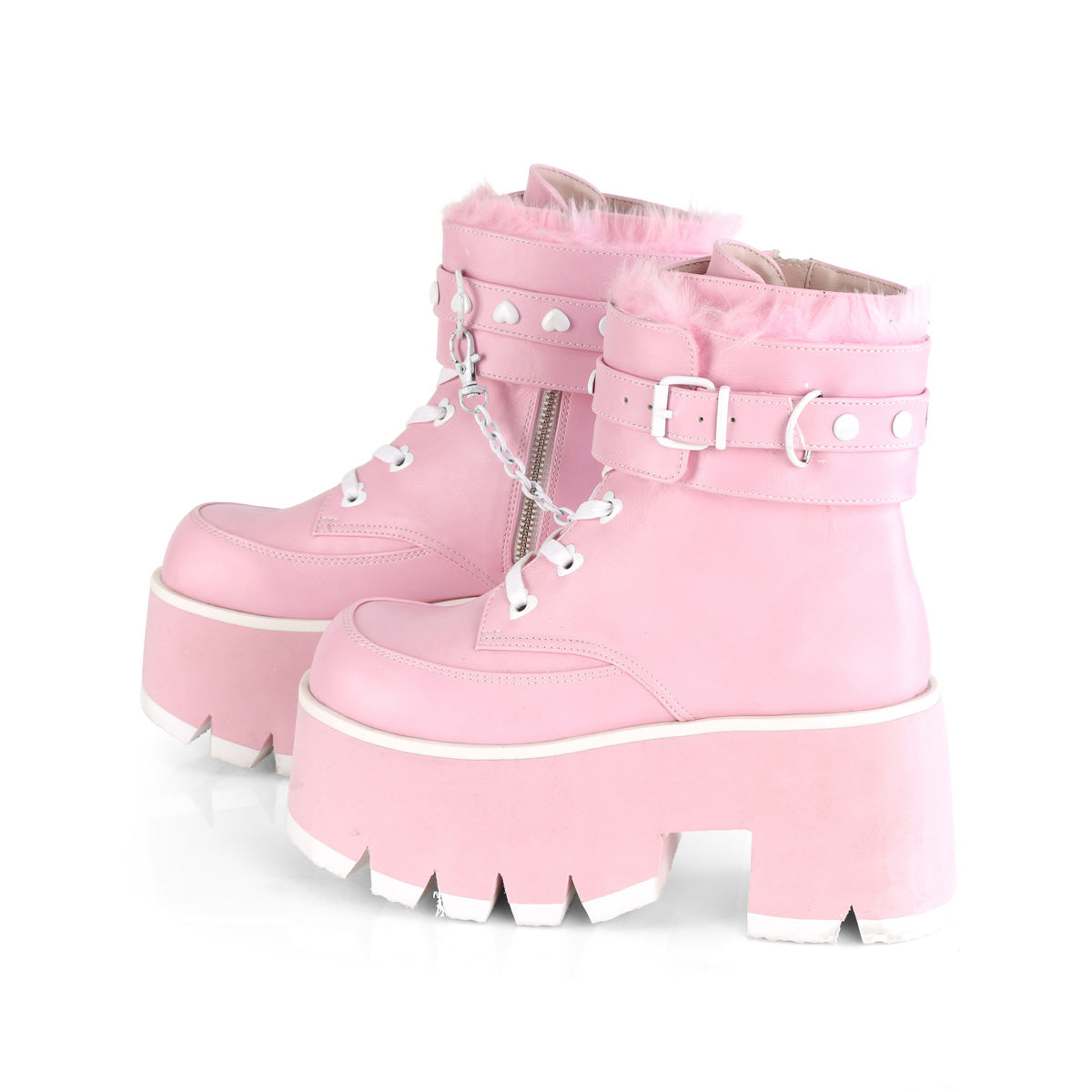 Demonia Cult Signature | "Ashes-57" Boots - Baby Pink Vegan Leather